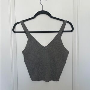 Gray Women's Ribbed Knit Top